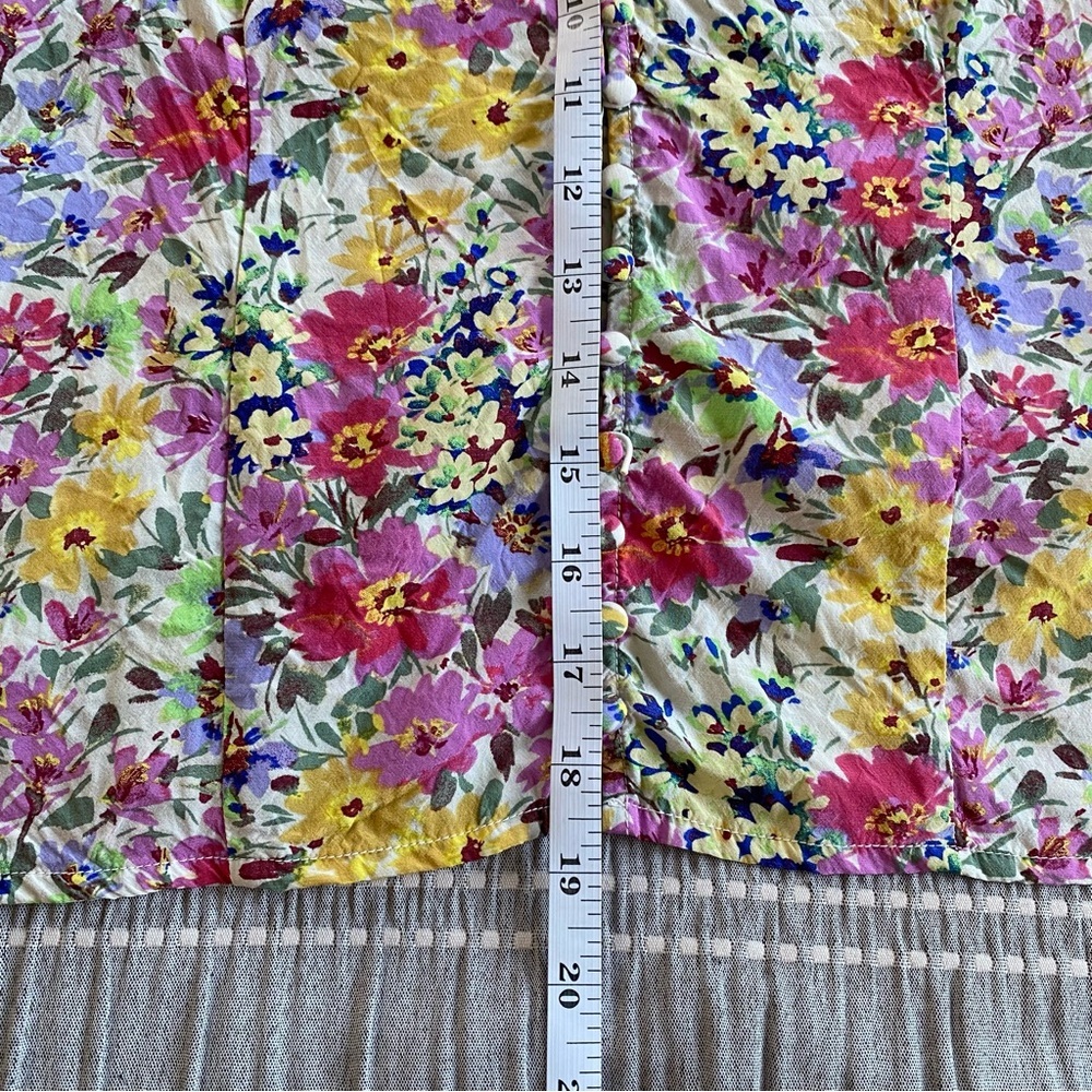 Gap Crepe Flutter-Sleeve Top Spring Multi Floral V Neck Short Sleeve Small Crop - Picture 11 of 13
